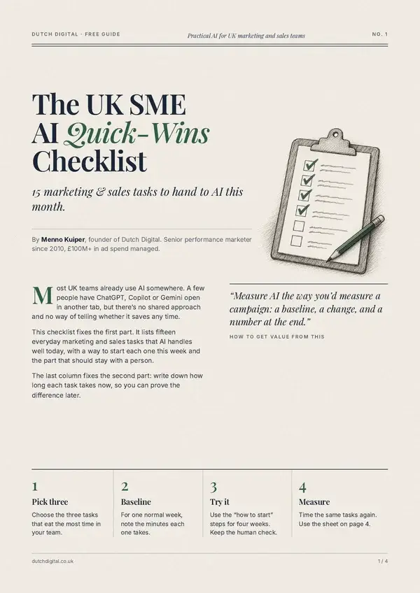 Cover of The UK SME AI Quick-Wins Checklist